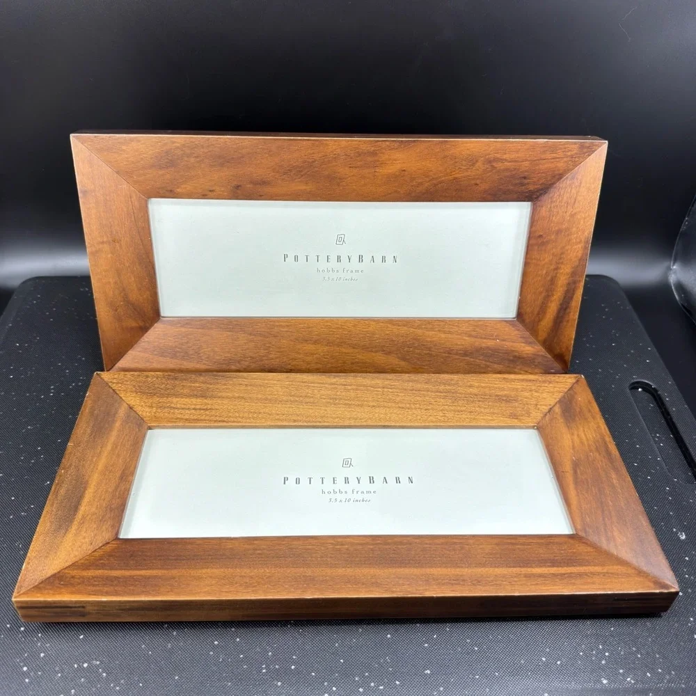 Pottery Barn Hobbs Wood‎ Picture Frame Set of 2 Brown 3.5x10 Panoramic Tabletop